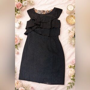 Donna Ricco Black Strapless Ruffle Dress Size 12